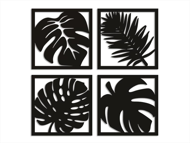 Leaves Set of 4 Wooden Wall Art