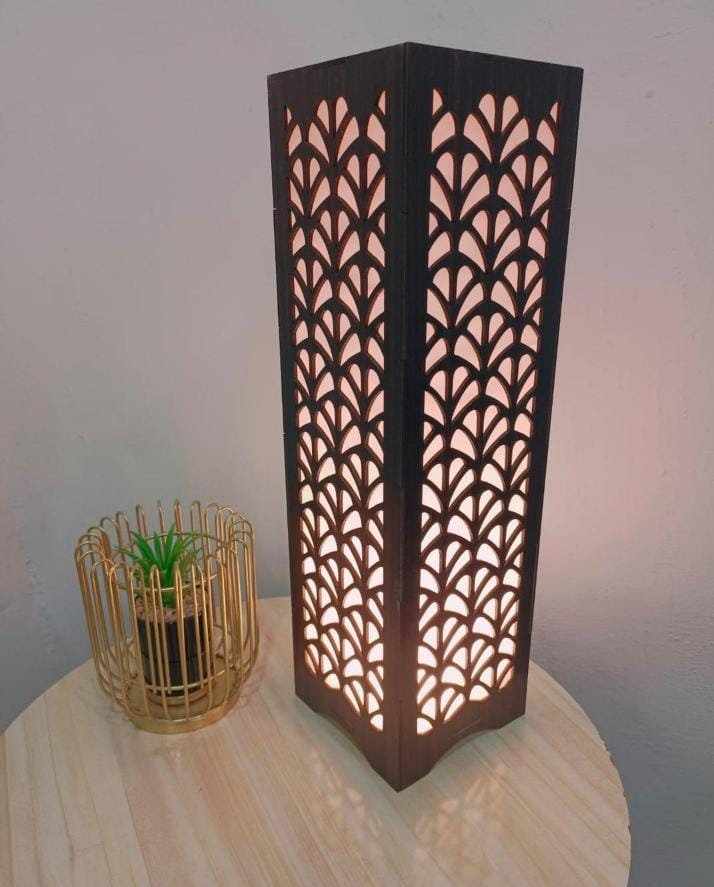 Leaf Design Laser Cutting Wooden Table Lamp