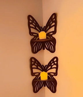 Butterfly Design Wooden Wall Shelves