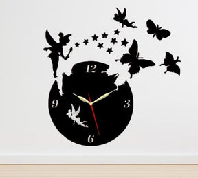 3D Fairy Wooden Wall Clock