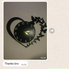 3D Heart Wooden Wall Clock