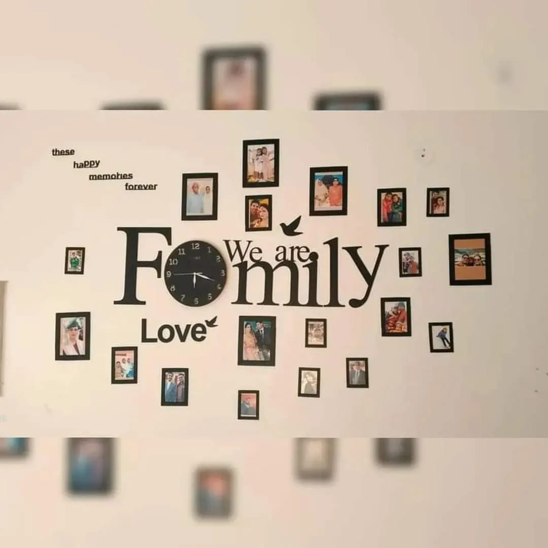 3D Family Wooden Wall Clock With Frames