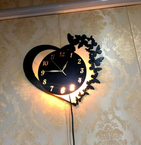 Heart Wooden Wall Clock With Premium Quality Of Light