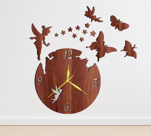 3D Fiary Wooden Wall Clock