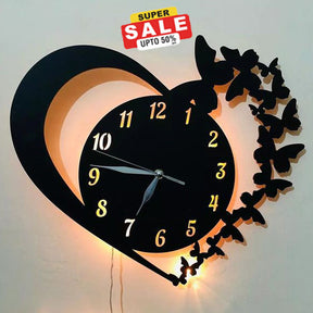 Heart Wooden Wall Clock With Premium Quality Of Light